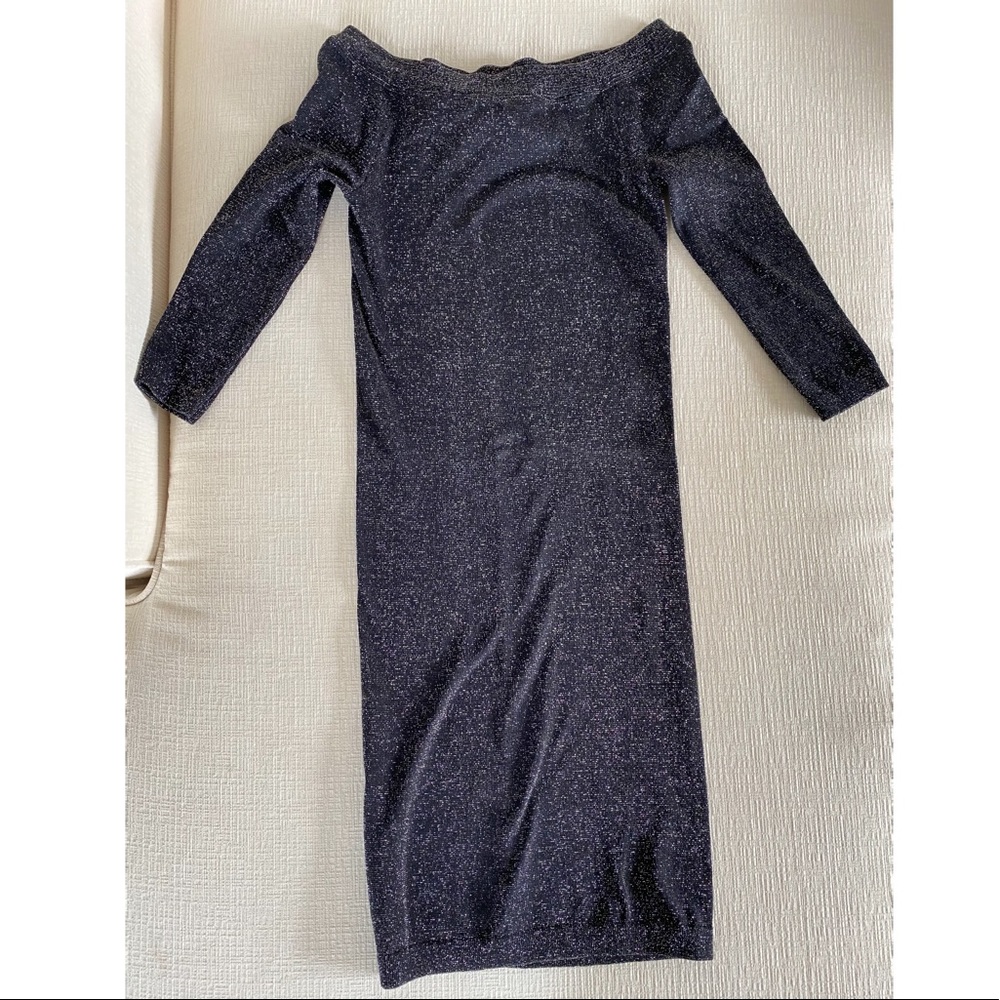 Bebe 3/4 sleeve shimmer bodycon dress Sz S